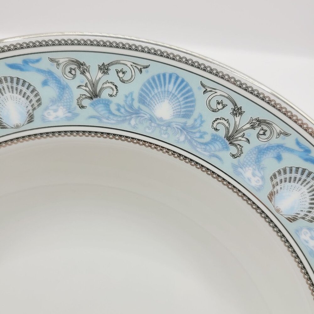 Wedgwood Dolphins Blue Rim Soup Bowl New with Tags Replacement Nautical Silver - Picture 4 of 9